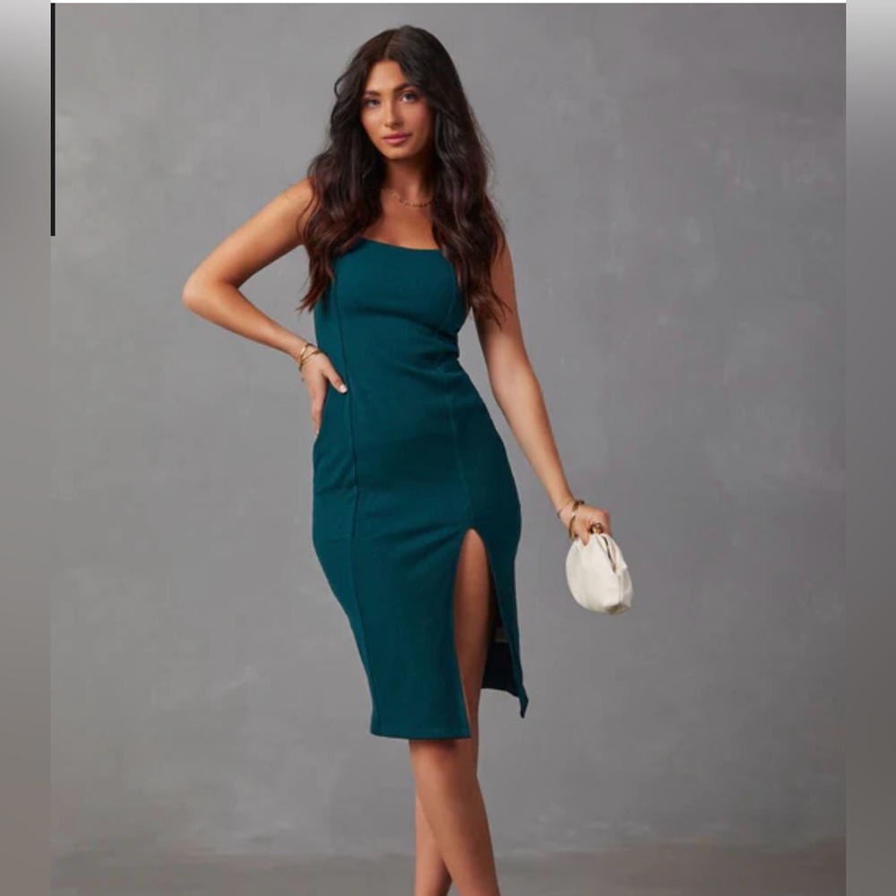 Ericka Sleeveless Ribbed Knit Midi Dress - Hunter Green
